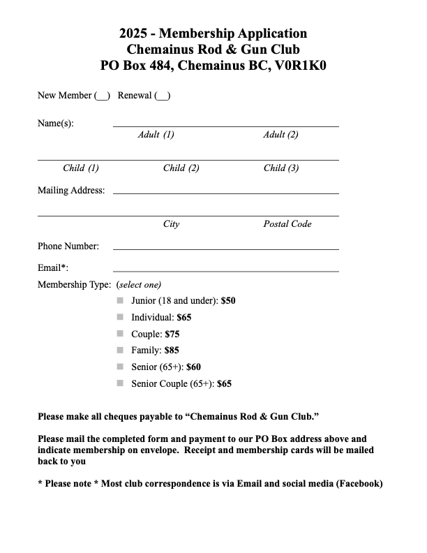 2025 Membership form